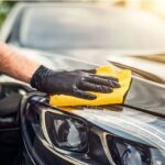 washing a Lexus luxury car