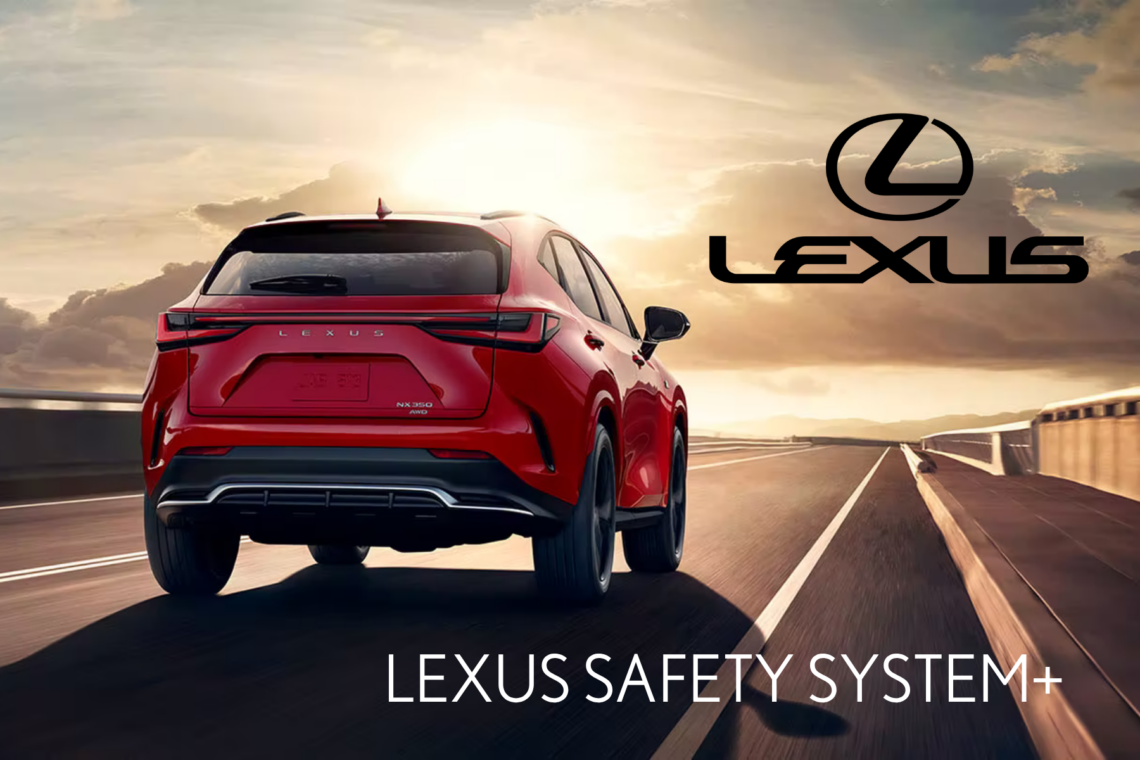 Red Lexus SUV on the road, Lexus Safety System+ image